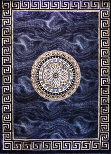 Tapis motif oriental moderne mandala bleu