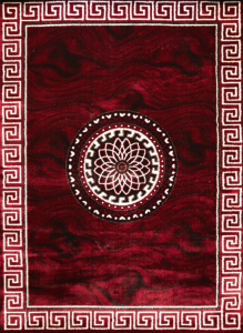 Tapis motif oriental moderne mandala rouge