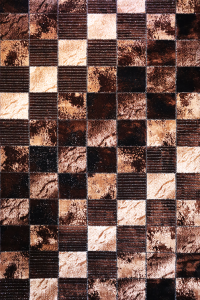 Tapis industriel motif géométrique carrés bicolore marron et beige