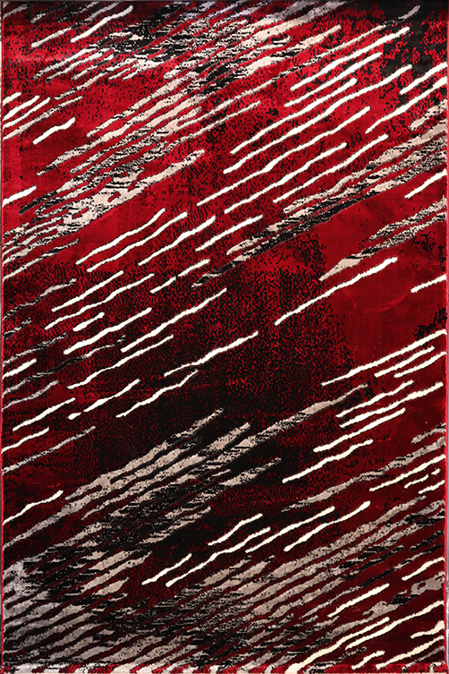 Tapis industriel rouge motif contemporain traits diagonaux