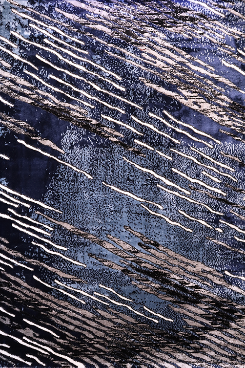 Tapis industriel bleu motif contemporain traits diagonaux