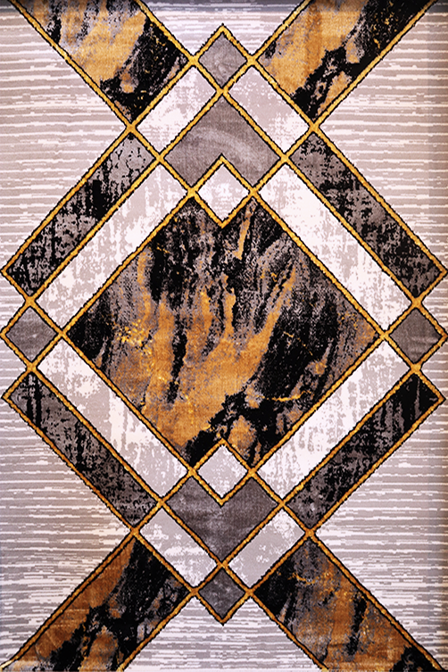 Tapis gris industriel turc motif géométrique marbré gris doré royalux paris